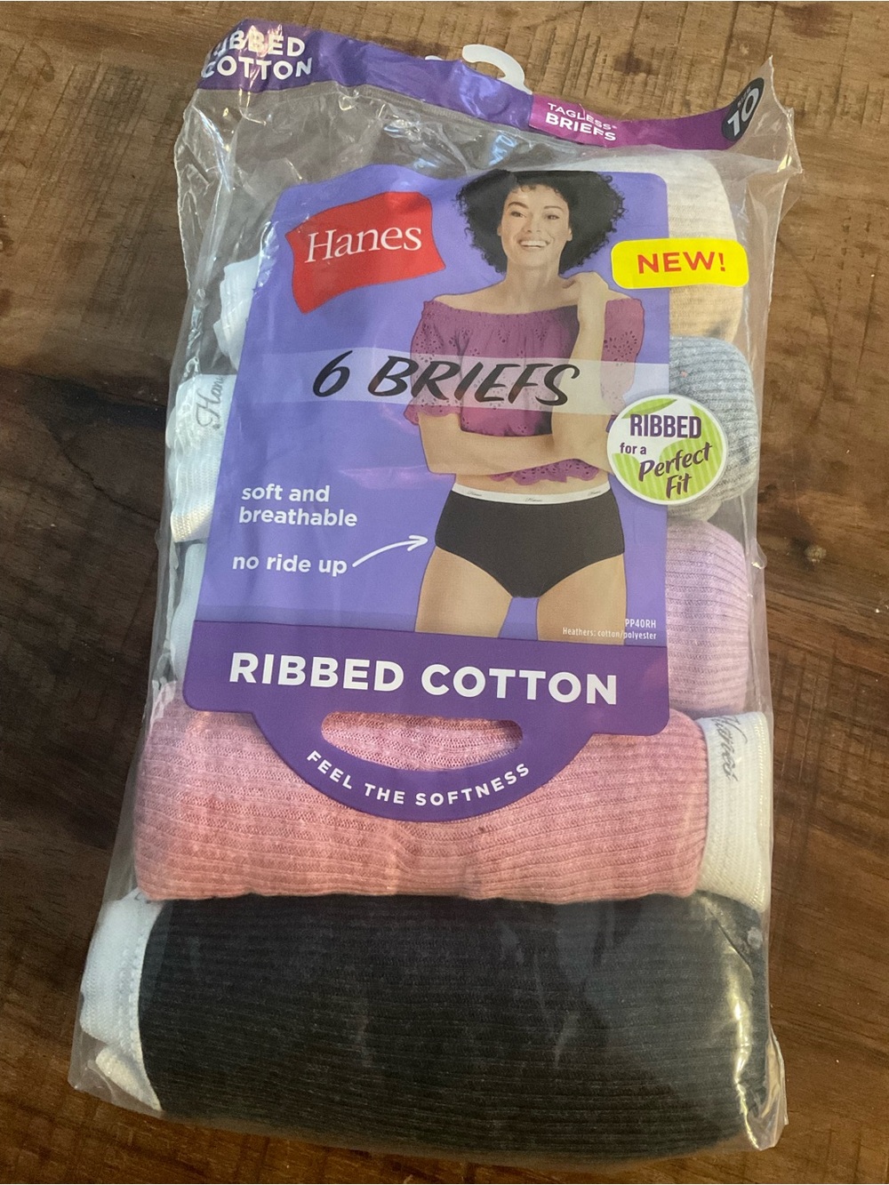 Women’s XXL Size 10 Hanes Ribbed Cotton Briefs - 5 pieces